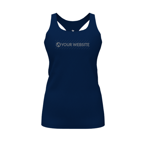 [CUS-DFW-RCBK-PER-NVY-FYS-LOGO3] Racerback Tank Top (Female Youth S, Navy, Logo 3)