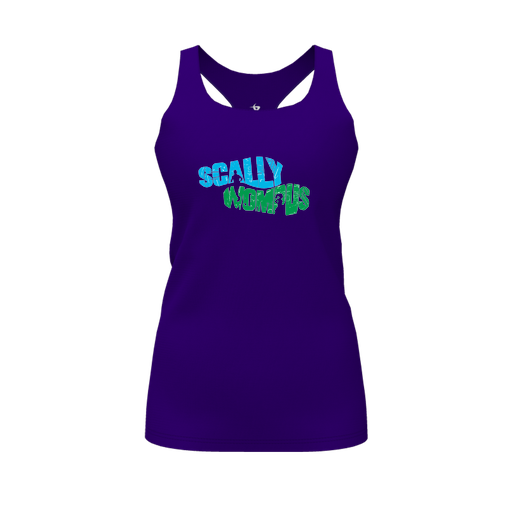 [CUS-DFW-RCBK-PER-PUR-FYS-LOGO1] Racerback Tank Top (Female Youth S, Purple, Logo 1)