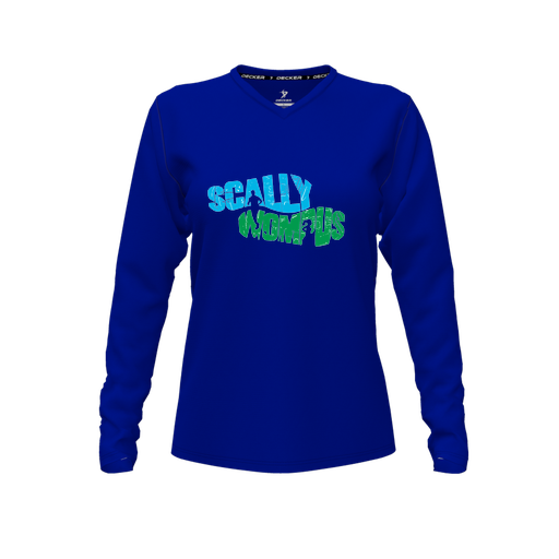 [FTLVCFRY-FYXS-LOGO1] Decker Comfort T-Shirt (Female Youth XS, Royal, V Neck, Logo 1, Long Sleeve)