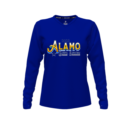 [FTLVCFRY-FYXS-LOGO2] Decker Comfort T-Shirt (Female Youth XS, Royal, V Neck, Logo 2, Long Sleeve)