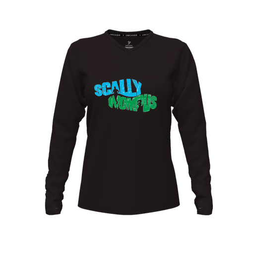 [CUS-DFW-TEES-PER-VNK-LSL-BLK-FYXS-LOGO1] Decker Performance T-Shirt (Female Youth XS, Black, V Neck, Logo 1, Long Sleeve)