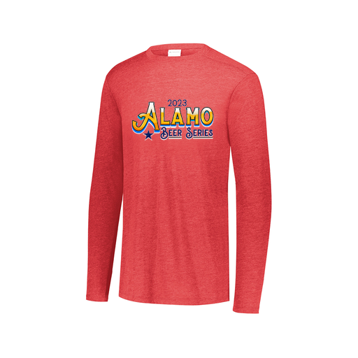 [FTLCUBRD-AXS-LOGO2] Decker Men's Tri-Blend T-Shirt - Long Sleeve (Adult XS, Red, Logo 2)
