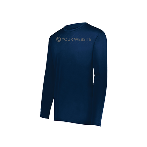 [222823.065.S-LOGO3] Youth LS Smooth Sport Shirt (Youth S, Navy, Logo 3)