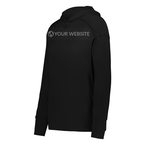 [222798.080.XS-LOGO3] Ladies Ventura Thin Knit Hoodie (Female Adult XS, Black, Logo 3)